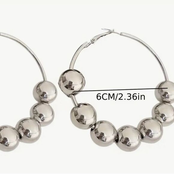 🩶 NEW Bohemian style silver ball hoops 🩶 - Picture 5 of 5